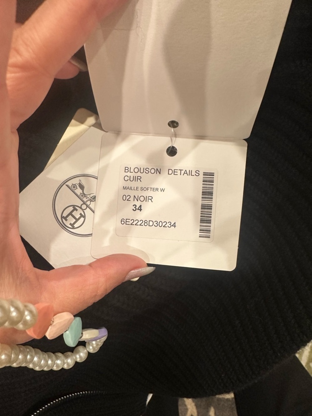 Hermes H pocket Black Zip-Front Sweater Jacket - Picture 6 of 7